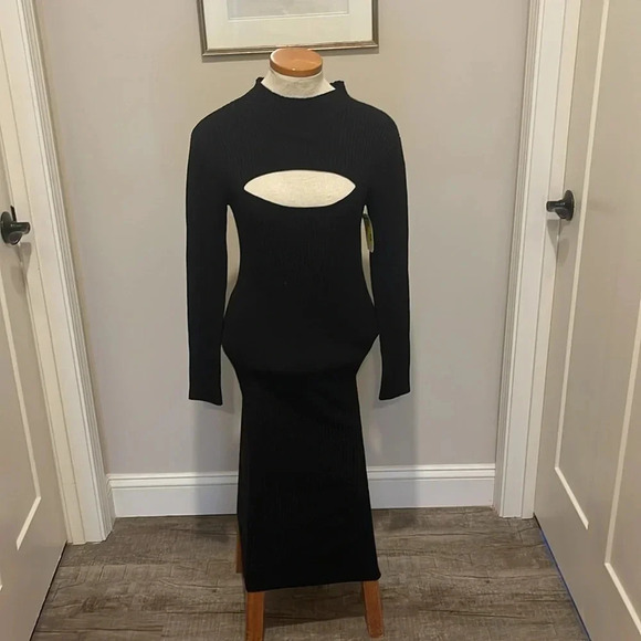 NWT!! French Connection - Women's Mathilda Knit Cut Out Dress - Black - Size M - Picture 3 of 8